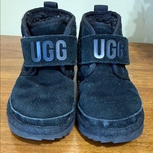 UGG Kids Black Boots with Velcro Strap 10